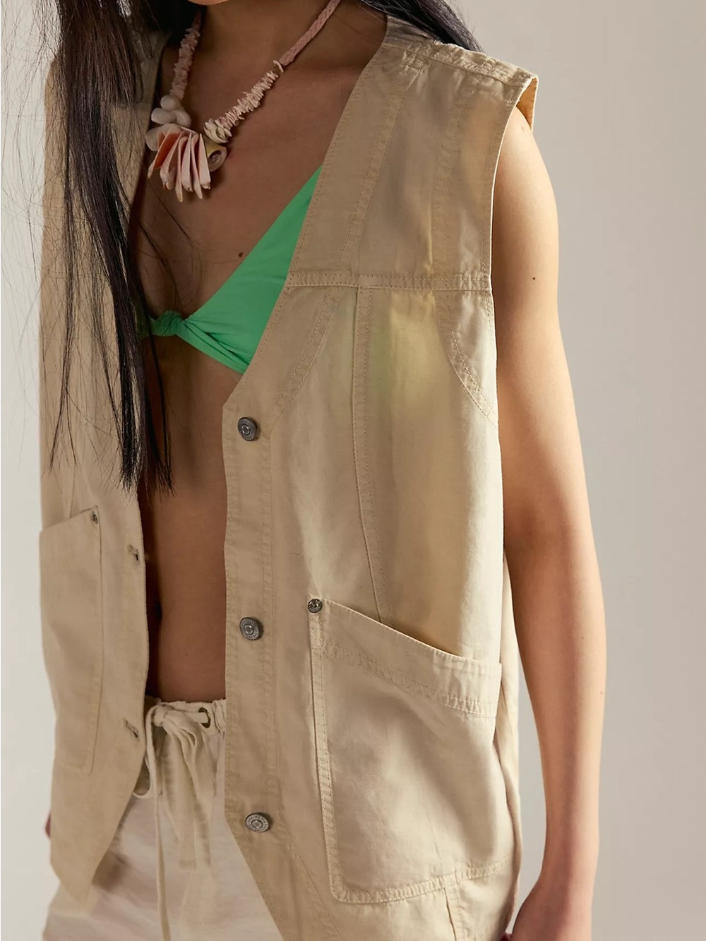 Free People We The Free Valerie Utility Vest Cream XL